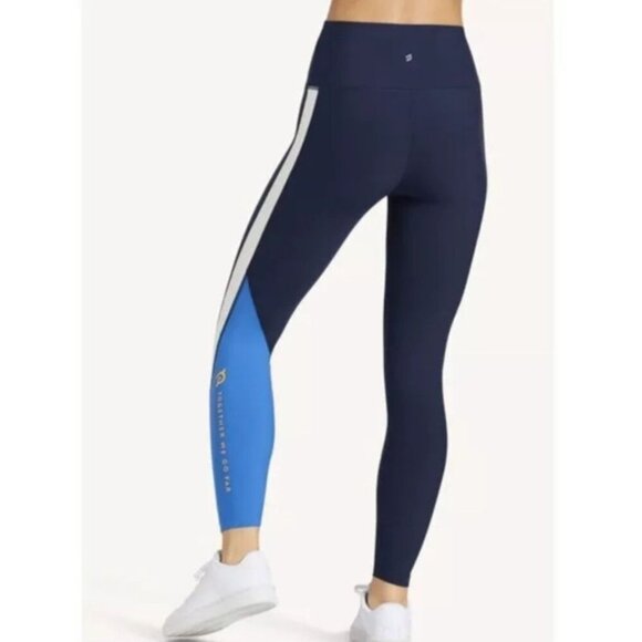 Peloton High Rise Legging Womens S Blue Color Block Athletic Workout Cycle Train - Picture 3 of 12